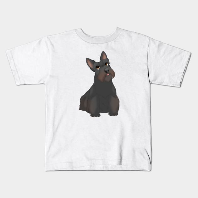 Black Scottish Terrier Dog Kids T-Shirt by millersye